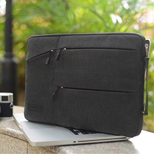 WIWU 15 Zoll Laptop Sleeve für MacBook Air / Pro Retina Ultrabooks Hülle Tasche Multifunktionale Aktentasche mit Vordertaschen Klassik Nylon Schutzhülle (Schwarz 15 Zoll) - 6
