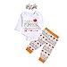 Price comparison product image POIUDE Clearance Boy Clothes Baby Boy Girl Halloween Long Sleeve Letter Pumpkin Print+Pants+Headband Set Outfit(White, 6-12Months)
