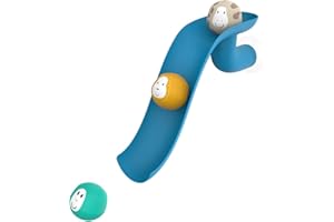 Matchstick Monkey, Bathtime Slide Set, Antimicrobial Baby Bath Toy, Easy To Grip, Sensory Learning - Slide Set (1 Slide + 3 Fun Animal Character Rocks), 12 Months Old+, Blue