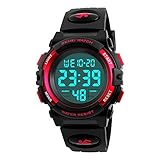 TONSHEN Damenuhr Digital Sport OutdoorSport 50M Wasserdicht Uhr Große Anzahl Plastik mit Silikon Uhr Militär Alarm Stoppuhr Armbanduhr für Kinder