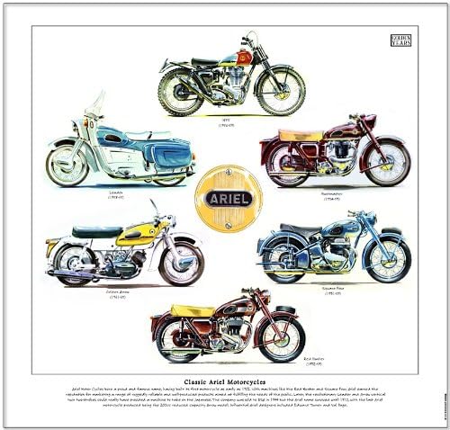 Classic Ariel Motorcycles Fine Art Print --- Square Four, Arrow, Leader, Red Hunter, Huntmaster &amp; HT5. Ready to frame.