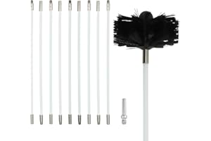 CICIMENT Chimney Sweep Kit,Fireplace Cleaning Brush Kit,Include 9 Flexible Nylon Rods,1 Brush Head,1 Drill Connector,41cm