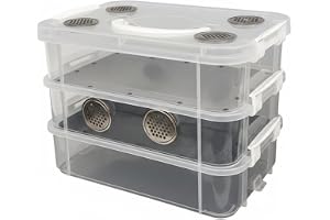 Ameble Transparent Plastic Worm Farm Kit with Dual Ventilation, Anti-Escape Locks & Easy Clean Accessories, Complete Mealworm