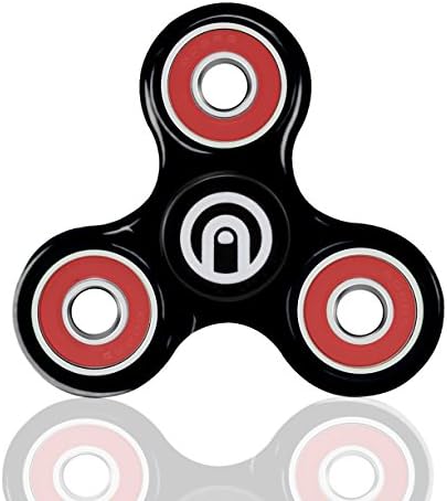 SPIN ME UP - Fidget Spinner - Black Ceramic Bearings - Best Stress Reducer Relieves ADHD Anxiety and Boredom - Helps Focusing Fidget Toys for Kids &amp; Adults - 9 Colors Available (Black - Red)