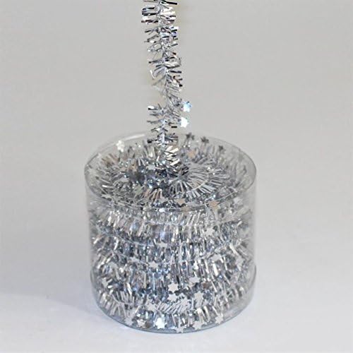 Christmas Decoration 5 Metre Tinsel Garland With Mini Stars - Silver