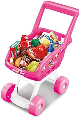 Childrens Kids Pretend Play Supermarket Food Grocery Shopping Trolley Set
