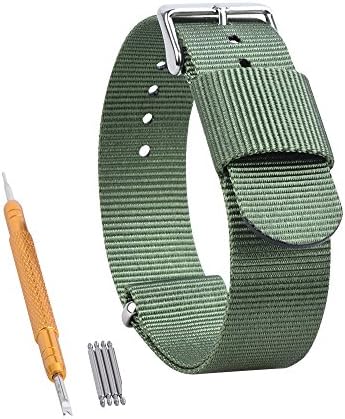 RANDON Premium Watch Bands Ballistic Nylon NATO Watch Strap Stainless Steel Buckle Choice of Color &amp; Width(20mm, 22mm, 24mm) (Army Green, 22mm)