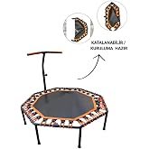 CKSpor Tutunmalı Katlanabilir Step Trambolin Sekizgen, Turuncu, Ev Tipi Fitness Zıplama Trambolini