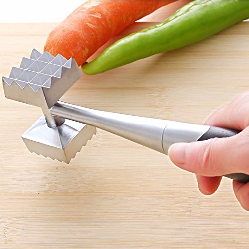 jc-saver Praktische Fleischklopfer Hammer für Steak, Huhn, Fisch, Schwein, Good Grips, Double Side, Heavyweight Metall Klopfstein Mallet, 21,6 cm Küche Werkzeug - 3