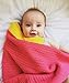 Mama Designs 100% Cotton Cellular Baby Blanket - In Pink with Yellow Trim design. 120cm x 150cm