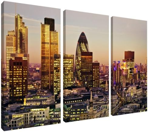 London City Sunset Canvas Picture 3 Panel Split by Pixel Zone