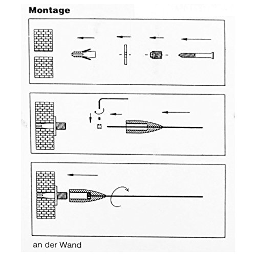 Seilspanngarnitur Niro- Drahtseil Wand zu Wand, ca. 5m, Befestigungssystem Gardinen Auswahl: Castello silber – matt - 7