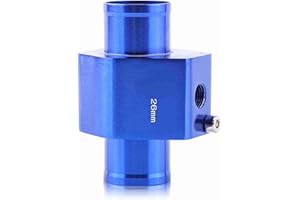 YEEPIN Universal Water Temperature Sensor Adapter Car Aluminum Water Temp Joint Pipe Hose Temperature Sensor Adapter Blue (26MM)