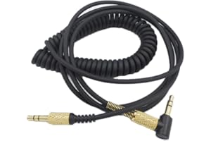 Yaowanguan Cavo Audio per Marshall Major IV 4, Major 2 II, Monitor Mid BT Cuffie, Sostituzione Cavo a spirale da 3,5 mm a 3,5 mm (1,25 m/4,1 piedi, Estensione fino a 1,8 m/5,11 piedi, Nero)