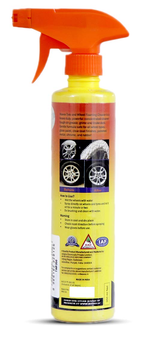 Wavex Tyre Polish and Cleaner Includes Tyre Polish 350ml, Tyre and Wheel Cleaner 350ml, Cleaning Brush, Microfiber Cloth and Foam Applicator - Image 4