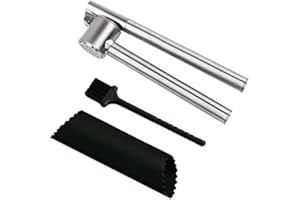 Aiweijia Set de presse-ail de qualité supérieure,Hachoir à ail durable en acier inoxydable 304,Hachoir à ail facile à nettoyer avec brosse de nettoyage et tube d'épluchage d'ail en silicone