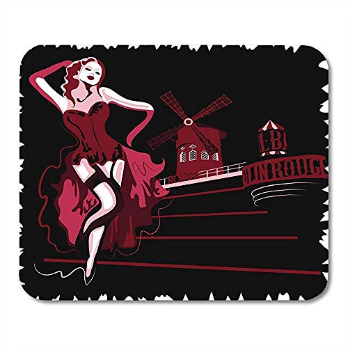 Preisvergleich Produktbild Schreibtischunterlage,Tänzerin Französische Abstrakte Frau Im Kabarett Moulin Rouge Paris Show Vintage Mauspad 25X30Cm
