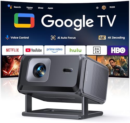 Proiettore 4K [Google TV/Netflix ufficiale/Autofocus/Correzione trapezoidale]