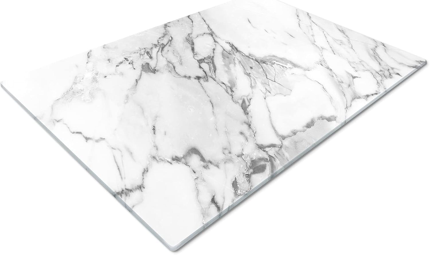 Glass Chopping Board 50 x 40 | Kitchen Worktop Protector | Multifunctional Cutting Board | Work Top Savers | Kitchen Accessories | Extra Large | Marble Effect Grey White