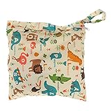 Baby-Wickeltasche, Wasserdicht, Reißverschluss, waschbar, wiederverwendbar, für Windeln, Design mit Tieren und Blumen, Beige