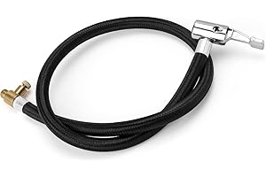 TIANLIN Reifenfüller Schlauch, 60 cm Reifenfüller Schlauchadapter, Reifenfüller Adapter mit Überdruckventil, Geeignet FüR Autos, MotorräDer und FahrräDer(Schwarz)
