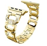 Uhrenband Uhrenarmband Männer und Frauen Edelstahl Diamant Band ansehen X-förmiges Vollbohrband Einstellbar Mit Stecker 190 * 38/42 mm (38mm, GoldⅠ)