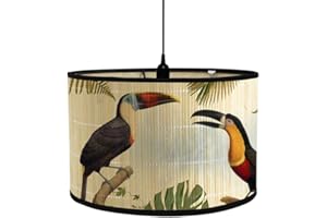 FANSU Paralume rotondo per lampada da tavolo, motivo moderno, facile da montare, per soggiorno, camera da letto, corridoi, sala lettura (uccello beige, 30x20 cm)