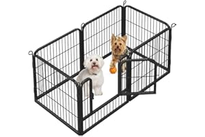 Soberine Recinto per Cani 6 Pannelli 63 x 63 cm Pieghevole da Interno e Esterno Recinzione Rete Metallica per Cuccioli Gatti Conigli Animali Domestici Nero