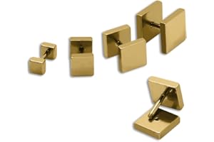 Soul-Cats 1 Paar Fakeplugs/Ohrstecker aus Edelstahl eckig gold