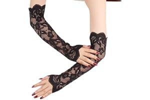 Wambere Damen Kühlung Arm Ärmel,Spitze lange Handschuhe Arm Sleeve Sonnenschutz Ärmel Spitzen Ärmlinge Stulpe Fahrradhandschuhe Ellenbogen Handschuhe für Radfahren,Laufen,Golf,Fahren