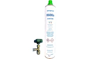 ALL4SALE Kit Gas Refrigerante R600a Isobutano | Envase de 420g Neto | Ecológico para Recarga de Frigoríficos y Congeladores | Incluye Válvula de Servicio