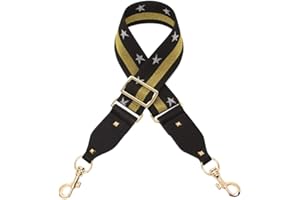 SANTIMON Anse de Sac Bandouliere Sangle Reglable Simili Cuir Femmes Lanière Épaule Chaîne pour Sac à Main Pochette avec Métal Mousqueton Étoile(Or)