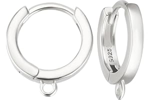 Beebeecraft Ganci per Orecchini A Cerchio Tondo Huggie 925 perno A Leva In Argento Sterling per Orecchini Pendenti, Forniture per La Realizzazione di Orecchini
