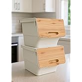 2'li Bambu Patates Soğan Sepeti Tekerlekli Kapaklı Havalandırmalı 24 Litre Sebzelik Organizer