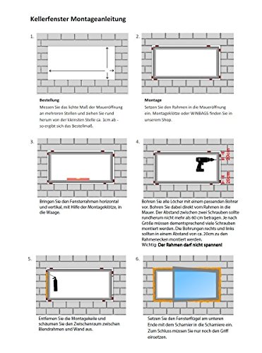 Kellerfenster – Kunststoff – Fenster – weiß – BxH: 100 x 50 cm – DIN links- 2-fach-Verglasung – Wunschmaße ohne Aufpreis – Lagerware - 7