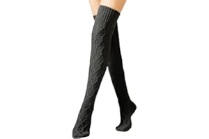YAMEE Chaussettes Hautes Femme Longue Trico,Chaussettes Montantes Fille de Cuisse Longues Chaud Hiver,Chaussettes Femme Hiver Chaud Tricot