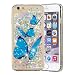 Produktbild HopMore iPhone 6S / 6 (4.7 inch) Hülle Silikon Glitzer 3D Flüssig Transparent Muster Kreativ Lustig Schutzhülle Durchsichtig Handyhülle Stoßfest Silikonhülle Gummi Case Cover - Blauer Schmetterling