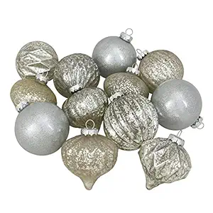 DECENT GLASS Glass Christmas Tree Ornaments (6 cm, Silver)