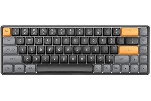 Aigo A68 Wireless, Bluetooth & Wired Mechanical Gaming Keyboard - Yellow Switches, 68 Keys, Hot Swapabble, PBT Keycaps, Detchable USB-C Cable, Rechargable Battery (Brown Sugar)