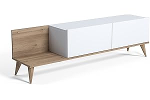 Marchio Amazon - Movian Tavolino da TV, 152 x 35 x 43 cm, colore Bianco Rovere