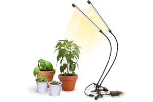 Mobiclinic®, Lámpara de cultivo led, Growflex x2, 3 modos, 6000k, 10 niveles brillo, 2 cabezales, Espectro completo, Temporizador, Giro 360º, 40w, Flexible, Plantas interior, Usb