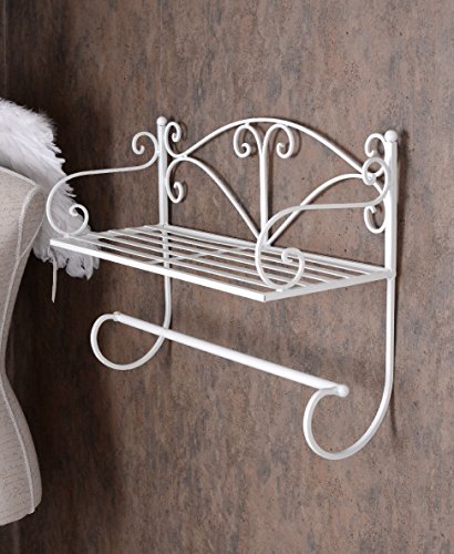 Wandregal Shabby Chic Handtuchhalter Weiss Hängeregal Wandboard - 3