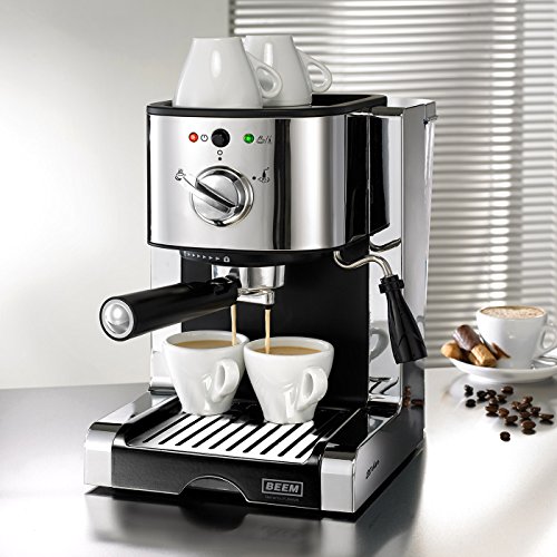 BEEM Espresso Perfect Ultimate 20 bar, Espresso-Siebträgermaschine mit italienischer 20 bar Profi-Pumpe und integriertem Milchaufschäumer, Chrom - 2