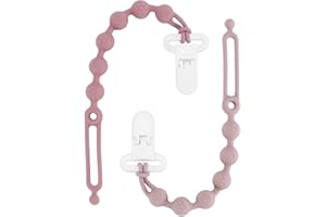 REOEWE Schnullerkette, Schnullerkette Silikon, Einteiliges Design Schnullerband für Babys MäDchen und Junge, BPA-frei, 2er-Pack (Powder Rose+Dusty Lilac)