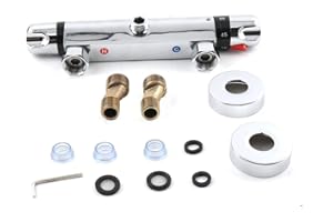 Cozyel Duschthermostat/Brausethermostat/Brausebatterie Armatur Chrom, Wannenthermostat Badewannenarmatur, Mischbatterie Dusche Thermostat 20-50℃ mit 38 °C Sicherheitstaste für Bad Küche Wandarmaturen