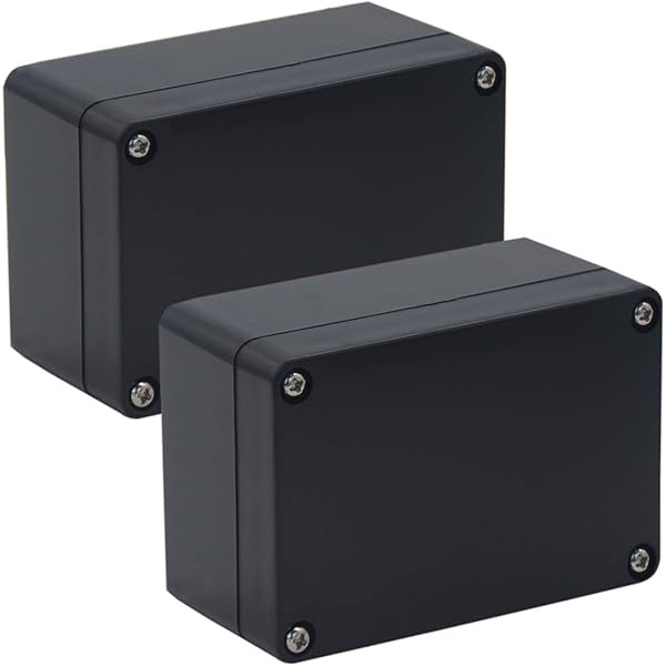 Pinfox 2 Pack Black Waterproof Plastic Project Box ABS IP65