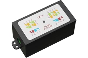 rhinocables RJ45 Cat 6 Gigabit Inline Punchdown Krone Coupler Joiner for LAN Ethernet Cables (1, Black)