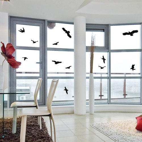 Wandkings Vogelschutz und Fensterschutz, 12 Aufkleber zum Schutz vor Vogelschlag, schwarz - 4