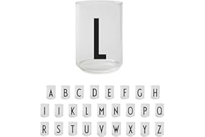 Design Letters Verre avec Initiale (A-Z) | Verre a Eau Cadeau Homme, Cadeau Femme | Gobelet Verre Borosilicaté Idéal pour Decoration Tableau | Verre Lettres | Verre Initial Lave-vaisselle 350 Ml