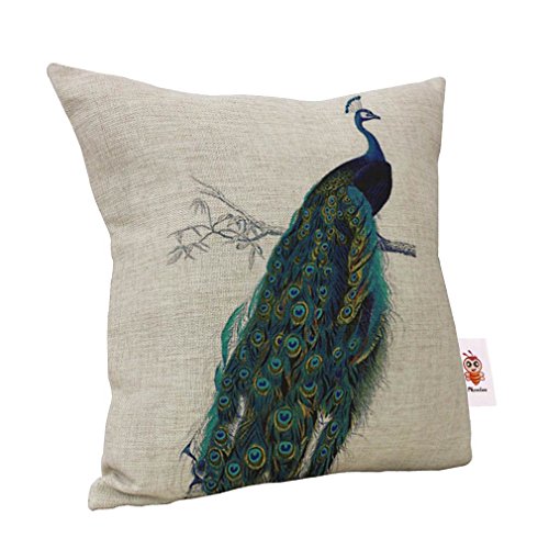 Nunubee Pfau Leinen Mischung Dekokissen Fall Wohnkultur Kissenbezug Art A